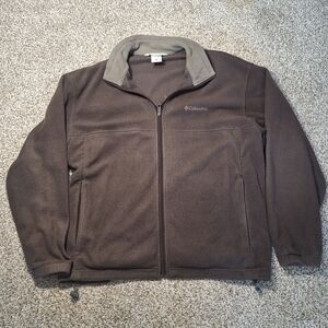 Columbia Fleece Jacket Mens Zip Up Size XXL Brown Coat